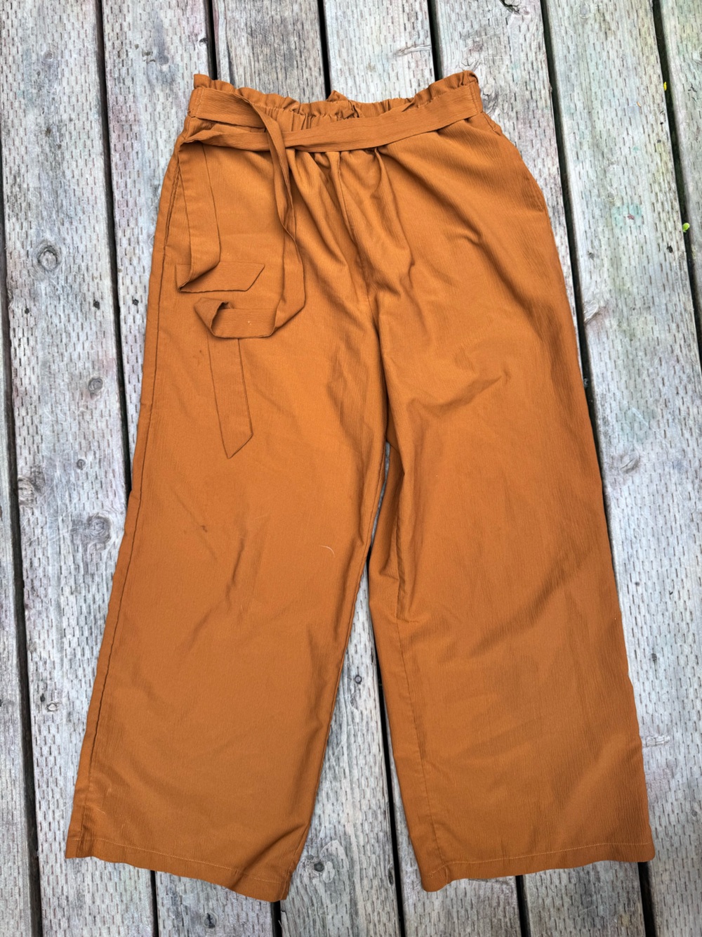 Women's Wide-Leg Paperbag Waist Pants in Rust